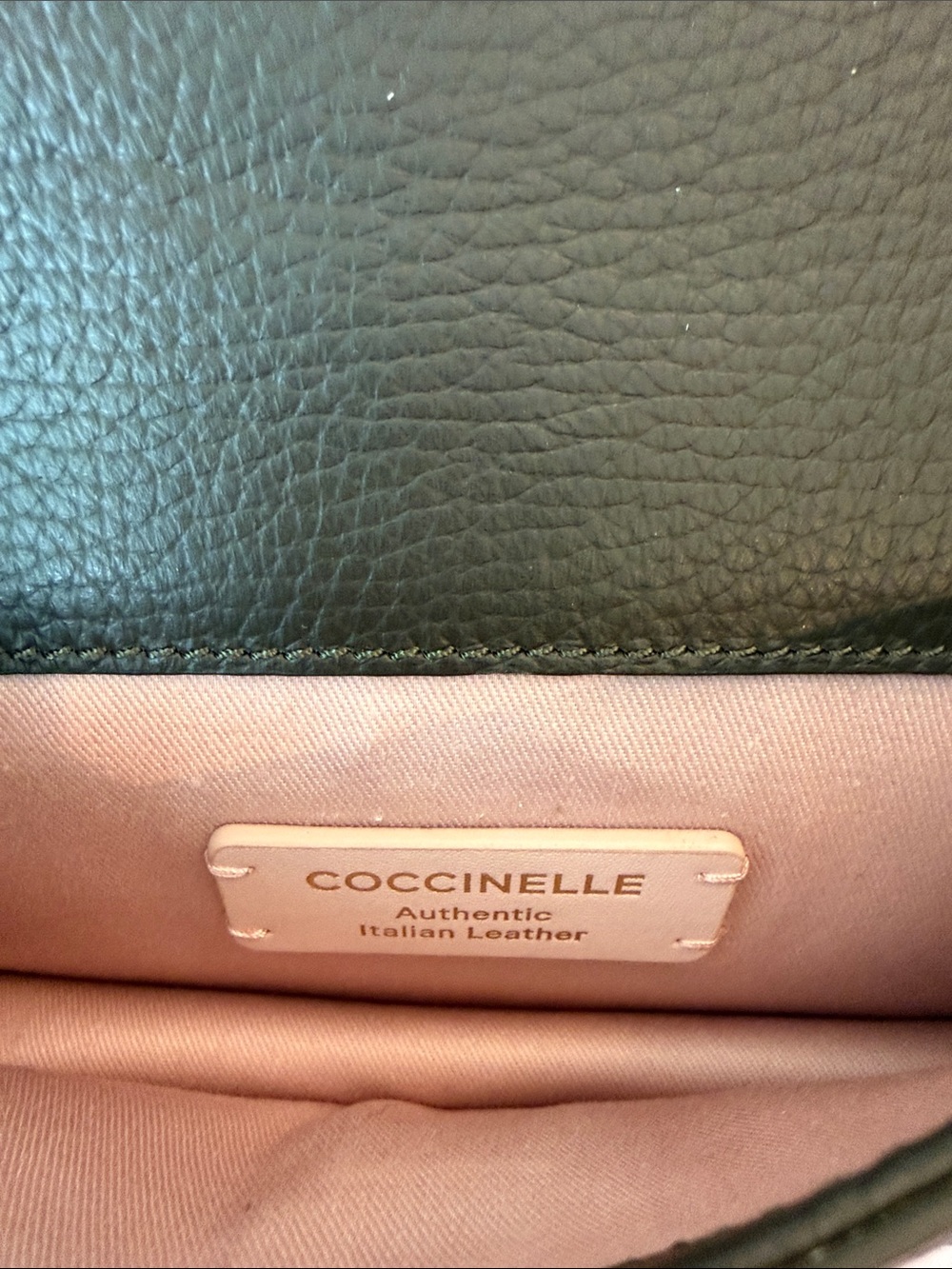 Coccinelle Charcoal Gray Leather Crossbody Bag with Logo Strap - Picture 2 of 4